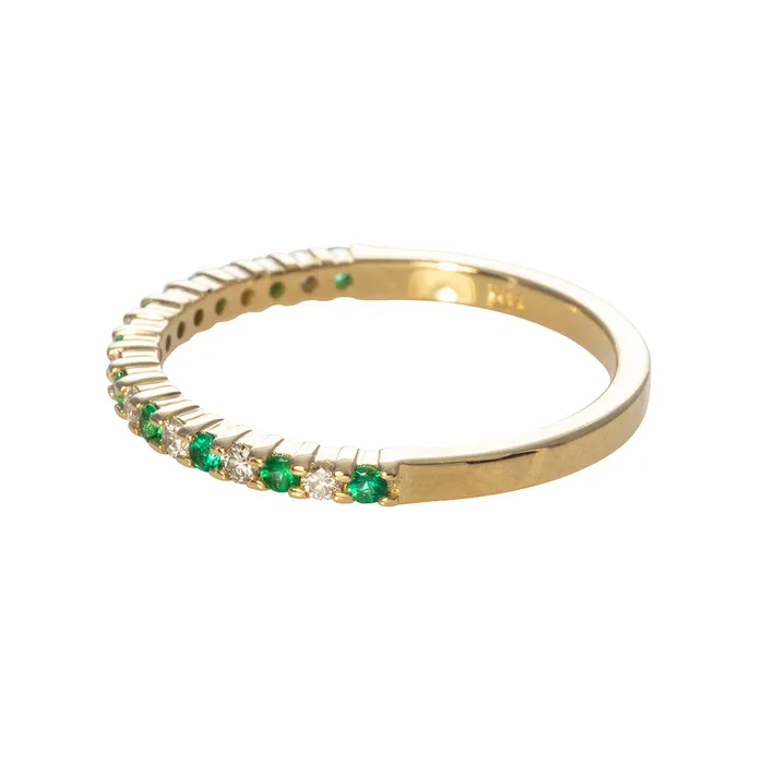 Emerald Diamond Halfway 14K Yellow Gold Band Croghans Rings