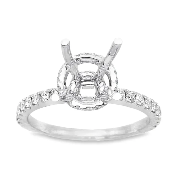Engagement Collections 14K White Gold Semimount Ring with Double Diamond Hidden Halos Rings Engagement Collections 14K White Gold Semimount Ring with Double Diamond Hidden Halos Rings