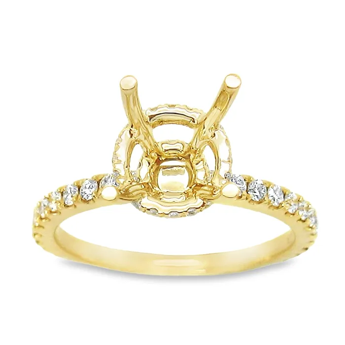 Engagement Collections 14K Yellow Gold Semimount Ring with Double Diamond Hidden Halos Rings Engagement Collections 14K Yellow Gold Semimount Ring with Double Diamond Hidden Halos Rings