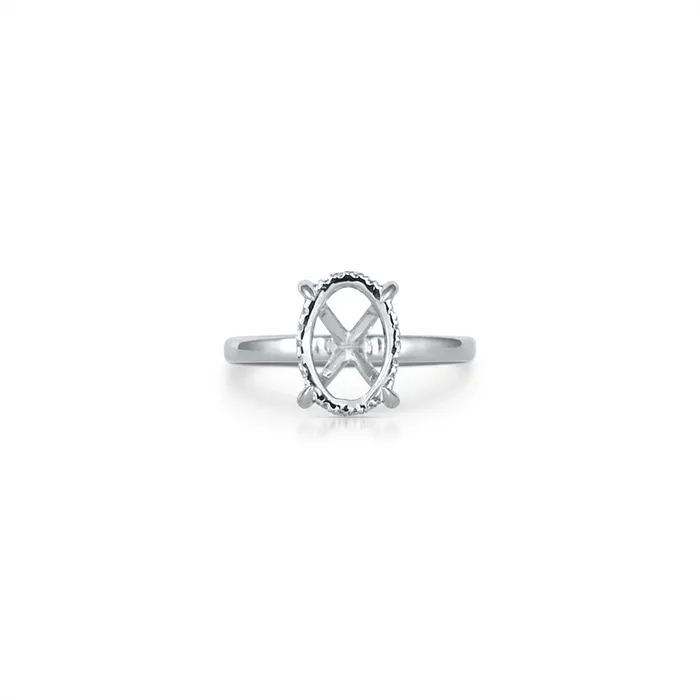 Engagement Collections Rings 14K White Gold Semi Mount Ring for Oval Diamond with Hidden Halo Engagement Collections Rings 14K White Gold Semi Mount Ring for Oval Diamond with Hidden Halo