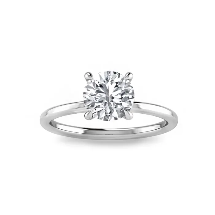 Engagement Collections Rings 14K White Gold Solitaire Ring for Round Cut Diamond Engagement Collections Rings 14K White Gold Solitaire Ring for Round Cut Diamond