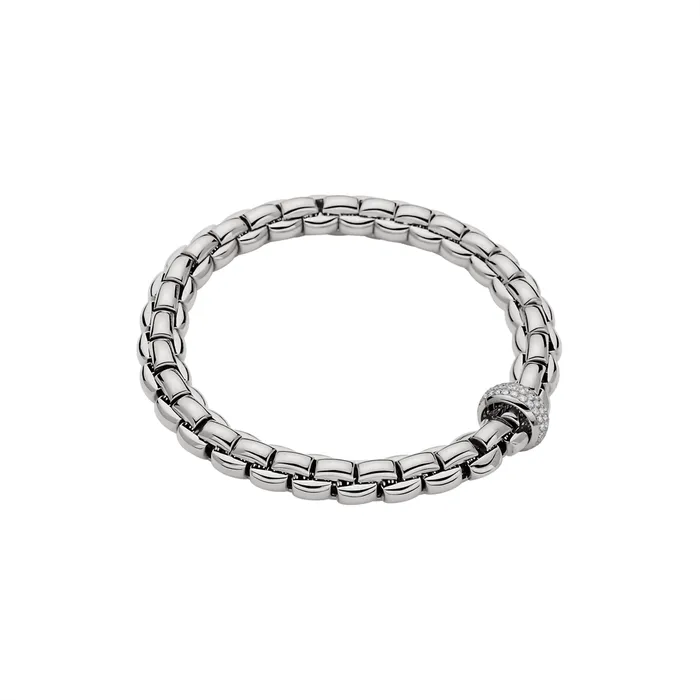 Fope 18K White Gold Eka Bracelet with Diamond Rondel Small Size FOPE Bracelets