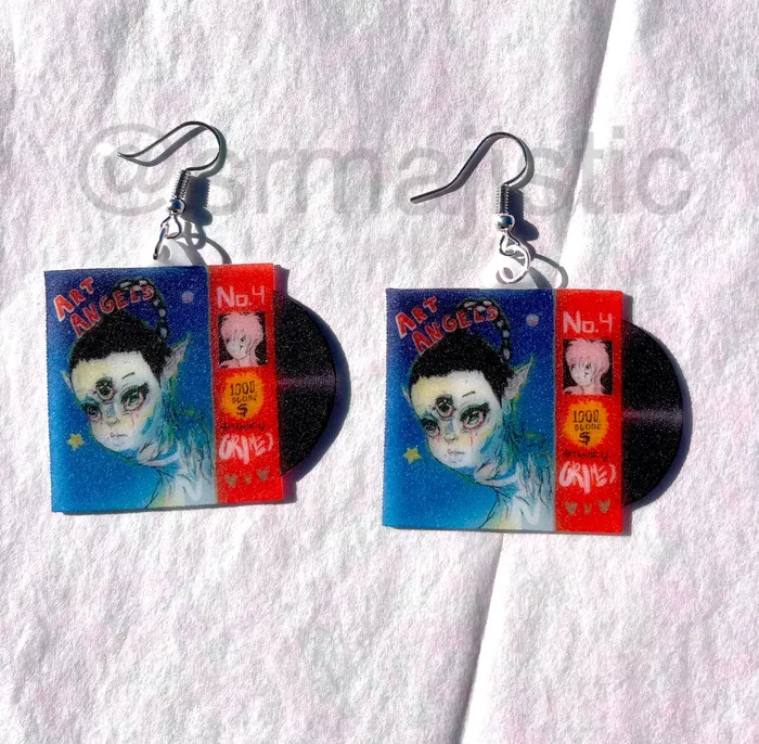 Grimes Art Angels Vinyl Album Handmade Earrings Sam Makes Things Earrings