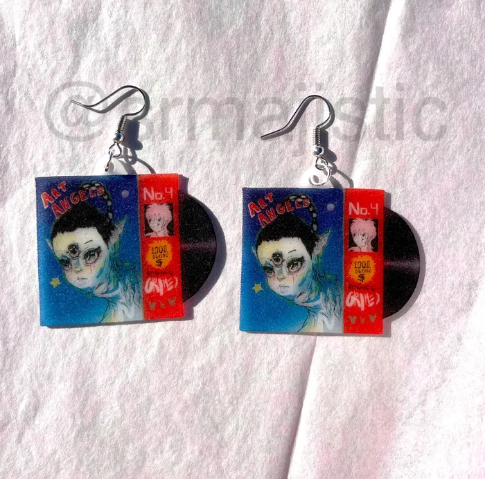 Grimes Art Angels Vinyl Album Handmade Earrings Sam Makes Things Earrings