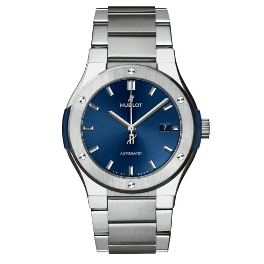 Hublot Hublot Classic Fusion Blue Titanium 42mm Watch Ref 548NX7170NX Blue Dial Titanium Bracelet Bracelets Hublot Hublot Classic Fusion Blue Titanium 42mm Watch Ref 548NX7170NX Blue Dial Titanium Bracelet Bracelets