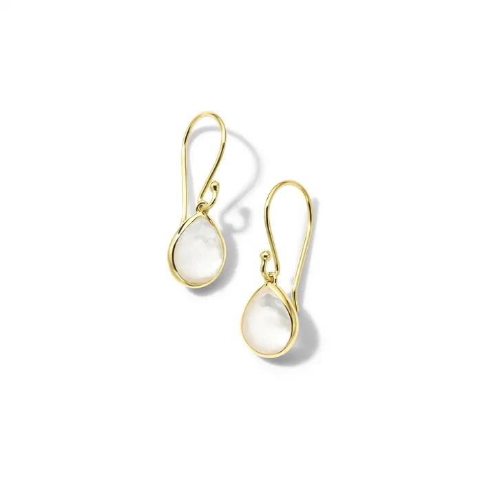 Ippolita Ippolita 18K Yellow Gold Rock Candy Teeny Teardrop Earrings in Rock Crystal and MOP Doublet Earrings Ippolita Ippolita 18K Yellow Gold Rock Candy Teeny Teardrop Earrings in Rock Crystal and MOP Doublet Earrings