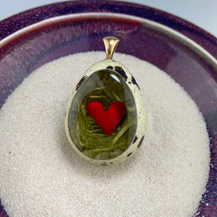 JBW Studio Necklaces Cozy Nest Heart Quail Egg