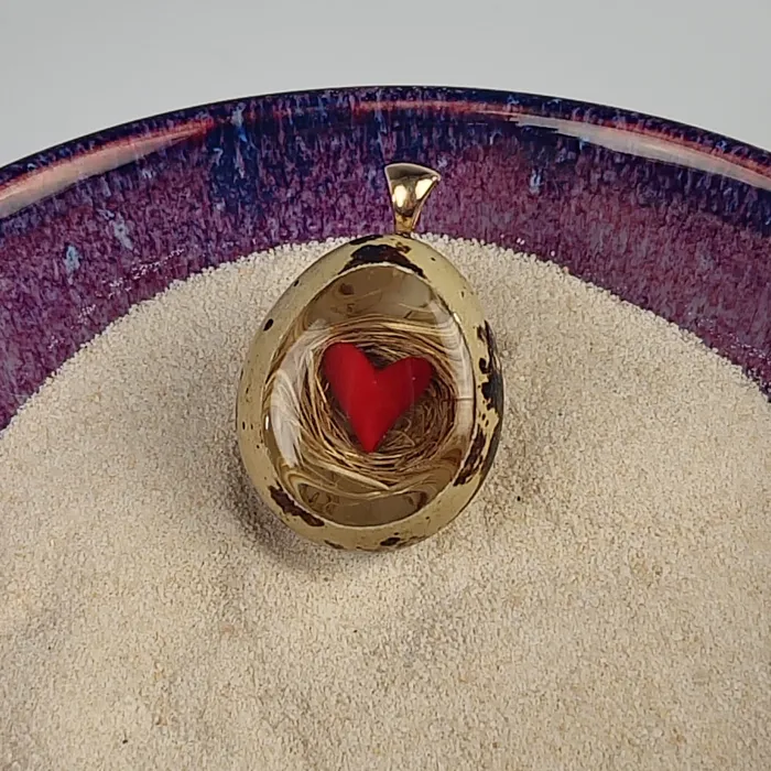JBW Studio Necklaces Cozy Nest Heart Quail Egg JBW Studio Necklaces Cozy Nest Heart Quail Egg