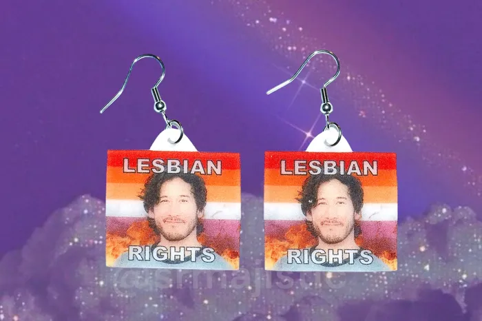 Markiplier Flaming Pride Flag Handmade Earrings Sam Makes Things Earrings