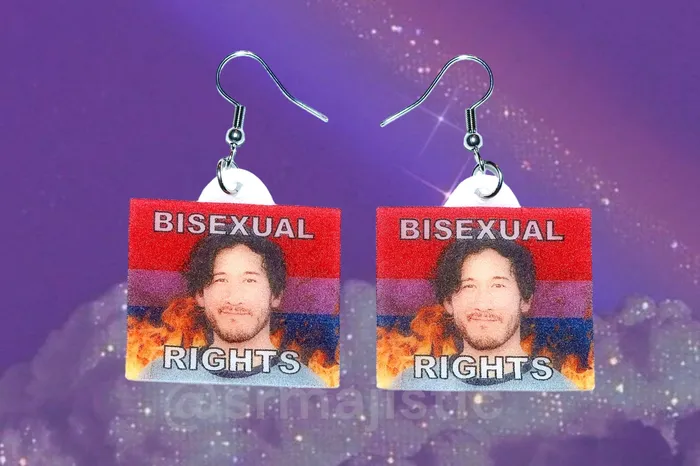 Markiplier Flaming Pride Flag Handmade Earrings Sam Makes Things Earrings