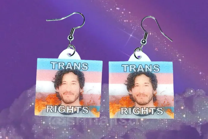 Markiplier Flaming Pride Flag Handmade Earrings Sam Makes Things Earrings