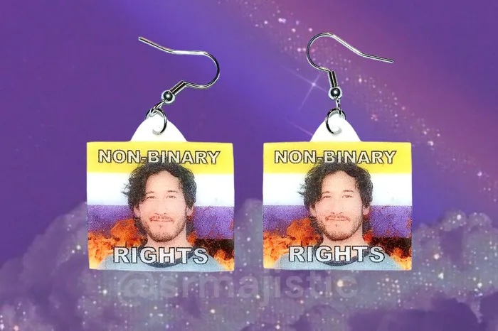 Markiplier Flaming Pride Flag Handmade Earrings Sam Makes Things Earrings