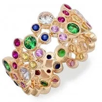 Meierotto Jewelers Rings 14K Yellow Gold Multi Colored Stone Eternity Ring Meierotto Jewelers Rings 14K Yellow Gold Multi Colored Stone Eternity Ring