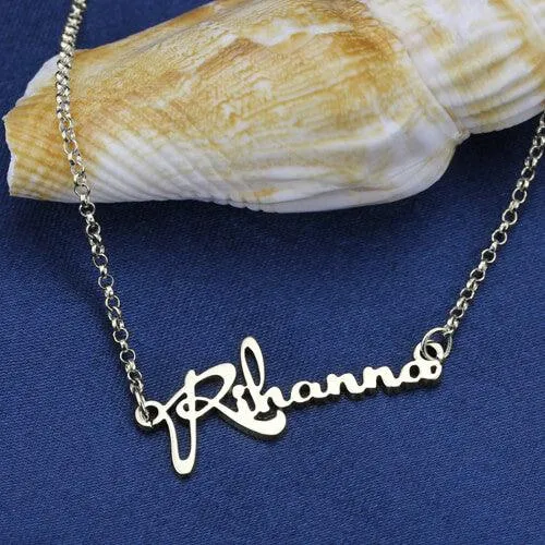 Necklaces Belbren Personalized Celebrity Dainty Script Name Necklace Sterling Silver