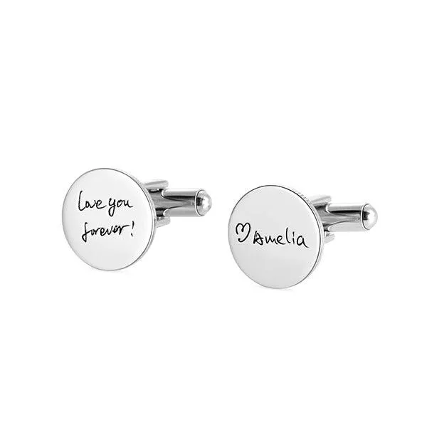 Necklaces Belbren Personalized Handwriting Cufflinks Custom Engraved Stainless Steel with Name Date Options Necklaces Belbren Personalized Handwriting Cufflinks Custom Engraved Stainless Steel with Name Date Options