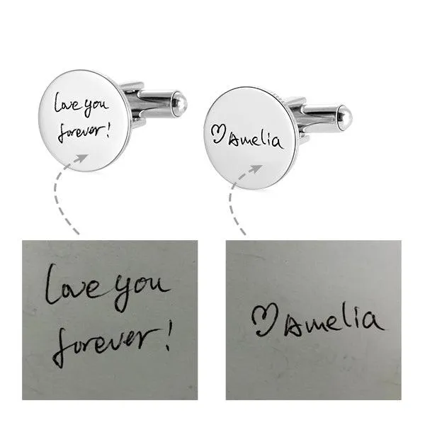 Necklaces Belbren Personalized Handwriting Cufflinks Custom Engraved Stainless Steel with Name Date Options