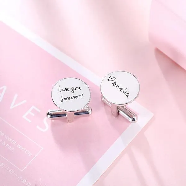 Necklaces Belbren Personalized Handwriting Cufflinks Custom Engraved Stainless Steel with Name Date Options