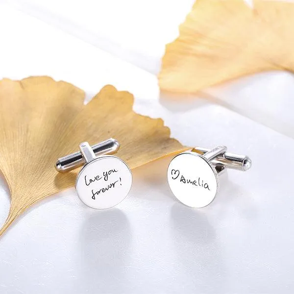 Necklaces Belbren Personalized Handwriting Cufflinks Custom Engraved Stainless Steel with Name Date Options