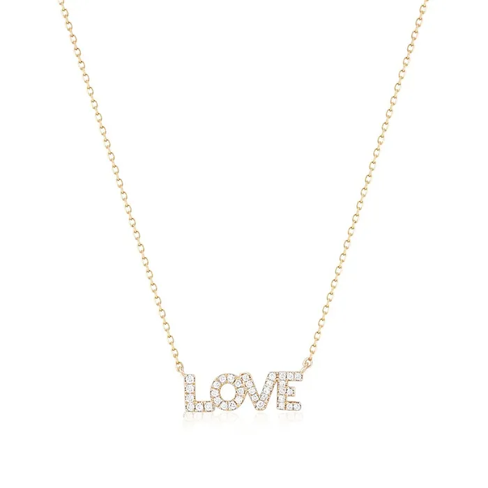 Necklaces Croghans Diamond LOVE 14K Yellow Gold Necklace