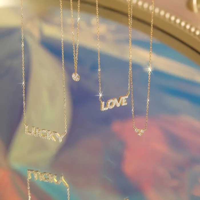 Necklaces Croghans Diamond LOVE 14K Yellow Gold Necklace