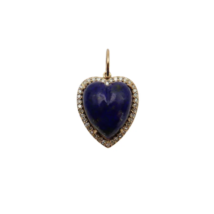 Necklaces Lapis Heart Diamond 14K Gold Pendant Croghans