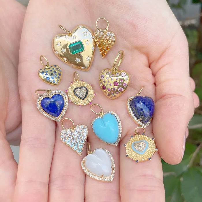 Necklaces Lapis Heart Diamond 14K Gold Pendant Croghans
