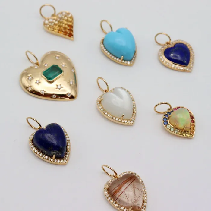 Necklaces Lapis Heart Diamond 14K Gold Pendant Croghans