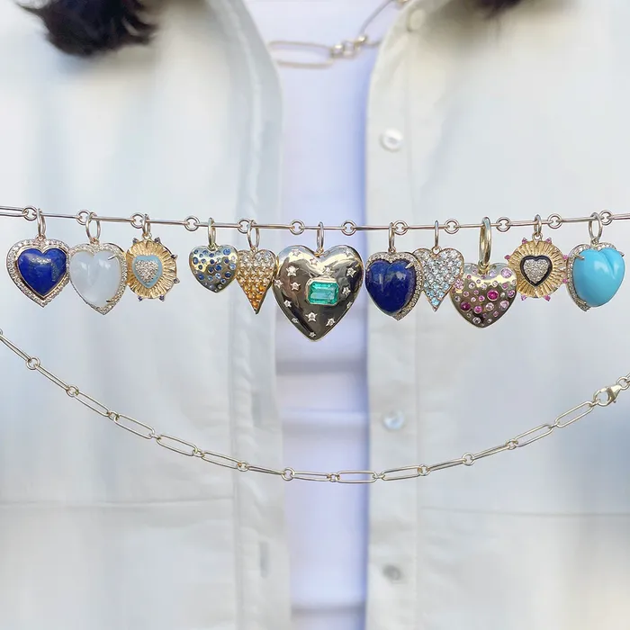 Necklaces Lapis Heart Diamond 14K Gold Pendant Croghans