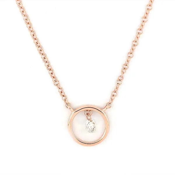 Necklaces Meierotto Jewelers 14K Rose Gold Circle Necklace with Diamond