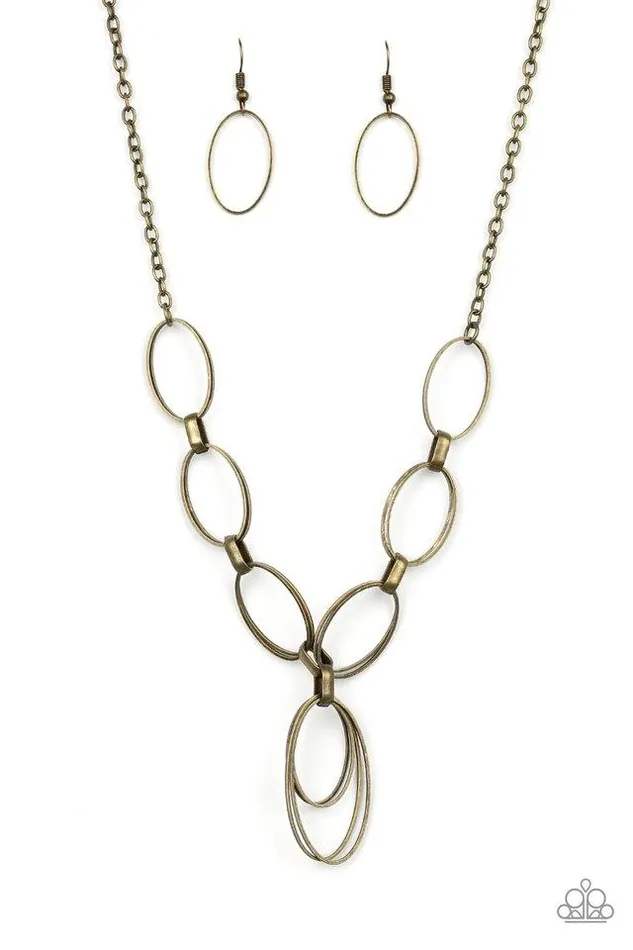 Necklaces Paparazzi Jewelry Paparazzi Necklace All OVAL Town Brass