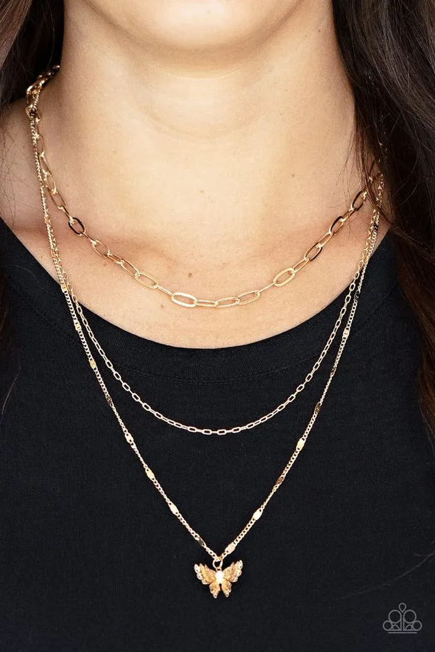 Necklaces Paparazzi Jewelry Paparazzi Necklace Bountiful Butterflies Gold