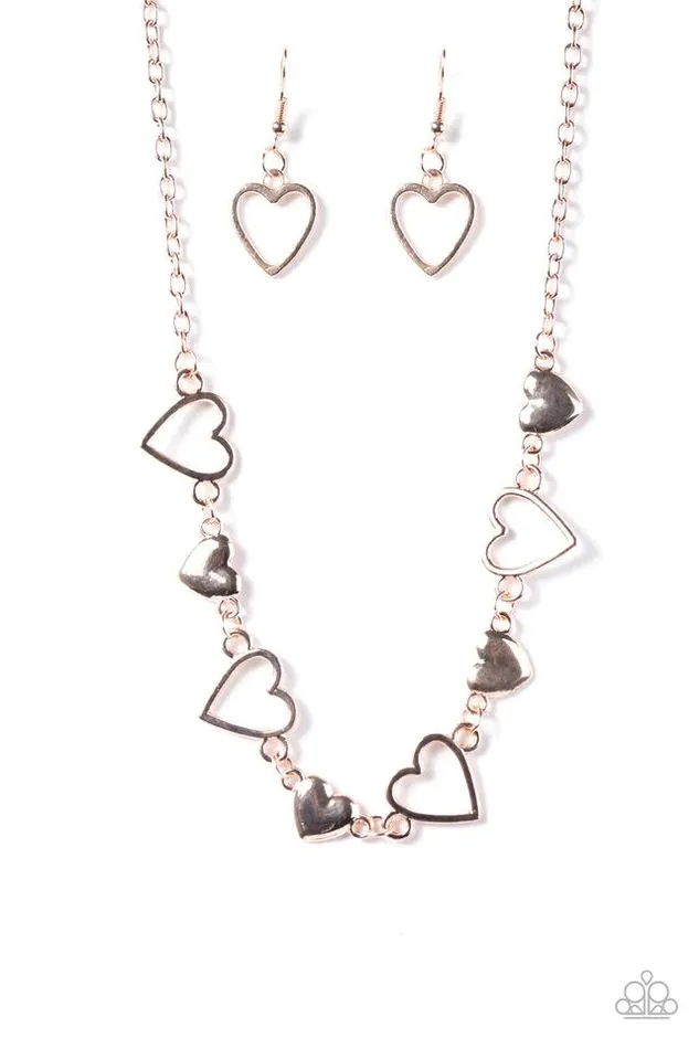 Necklaces Paparazzi Jewelry Paparazzi Necklace Hustle and Heart Rose Gold