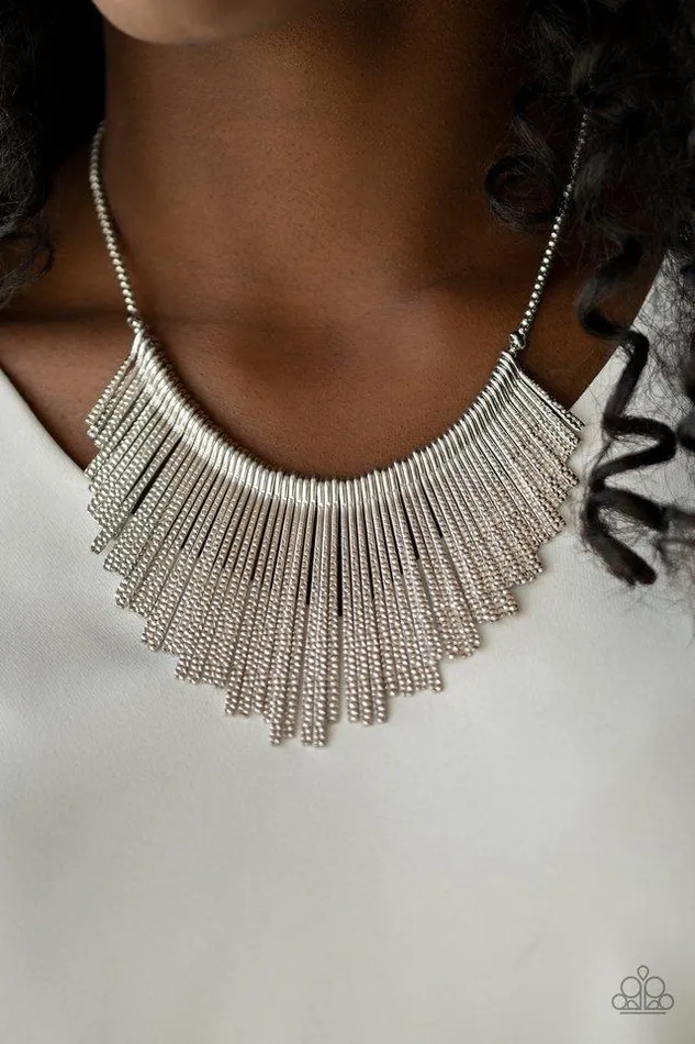 Necklaces Paparazzi Jewelry Paparazzi Necklace Metallic Mane Silver Necklaces Paparazzi Jewelry Paparazzi Necklace Metallic Mane Silver