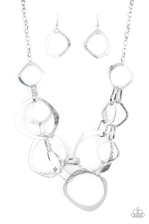 Necklaces Paparazzi Jewelry Paparazzi Necklace Oct LOP Salvage Yard Silver