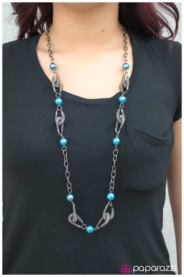 Necklaces Paparazzi Necklace A Spring In My Step Blue Paparazzi Jewelry