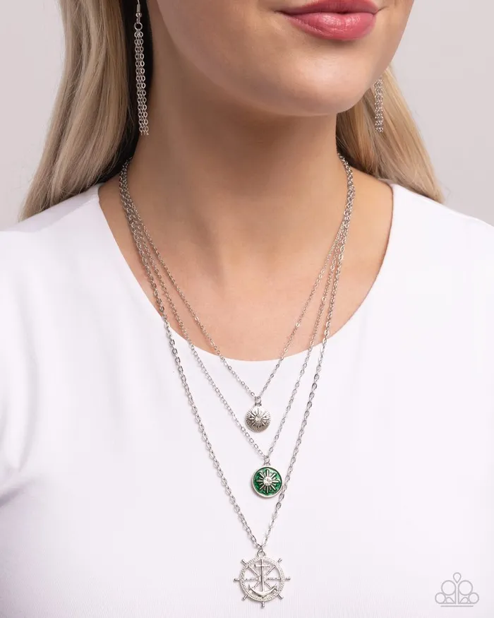 Necklaces Paparazzi Necklace Anchor Arrangement Green Paparazzi Jewelry