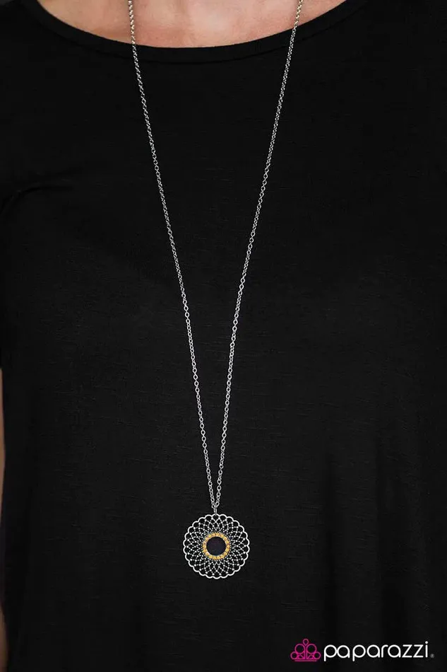 Necklaces Paparazzi Necklace Musical Medallion Yellow Paparazzi Jewelry