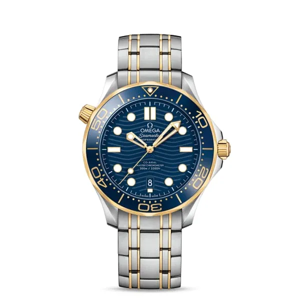 Omega Seamaster 42mm Watch Ref 21020422003001 Blue Index Dial Two Tone Stainless Steel 18K Yellow Gold Bracelet Omega Bracelets Omega Seamaster 42mm Watch Ref 21020422003001 Blue Index Dial Two Tone Stainless Steel 18K Yellow Gold Bracelet Omega Bracelets