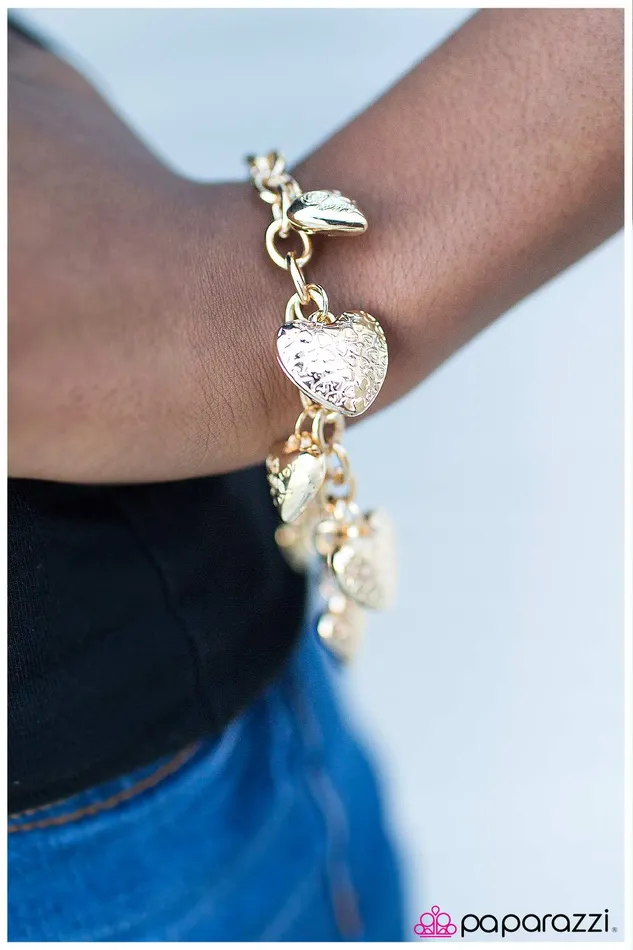 Paparazzi Bracelet I Love You So Much It HEARTS Gold Paparazzi Jewelry Bracelets