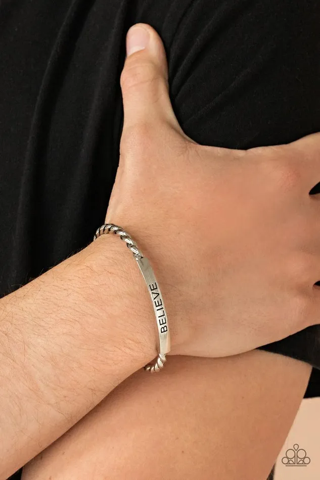 Paparazzi Bracelet Keep Calm and Believe Silver Paparazzi Jewelry Bracelets