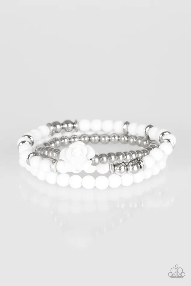 Paparazzi Bracelet Waltzing Wildflowers White Paparazzi Jewelry Bracelets