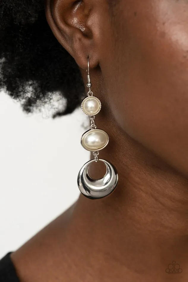 Paparazzi Earring Bubbling To The Surface White Paparazzi Jewelry Earrings