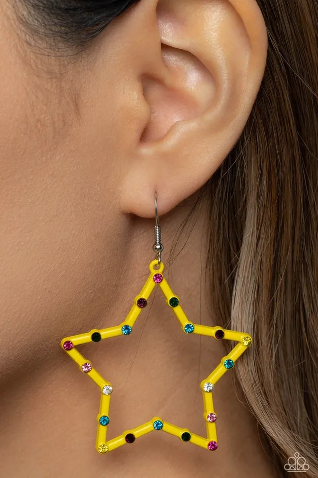 Paparazzi Earring Confetti Craze Yellow Paparazzi Jewelry Earrings