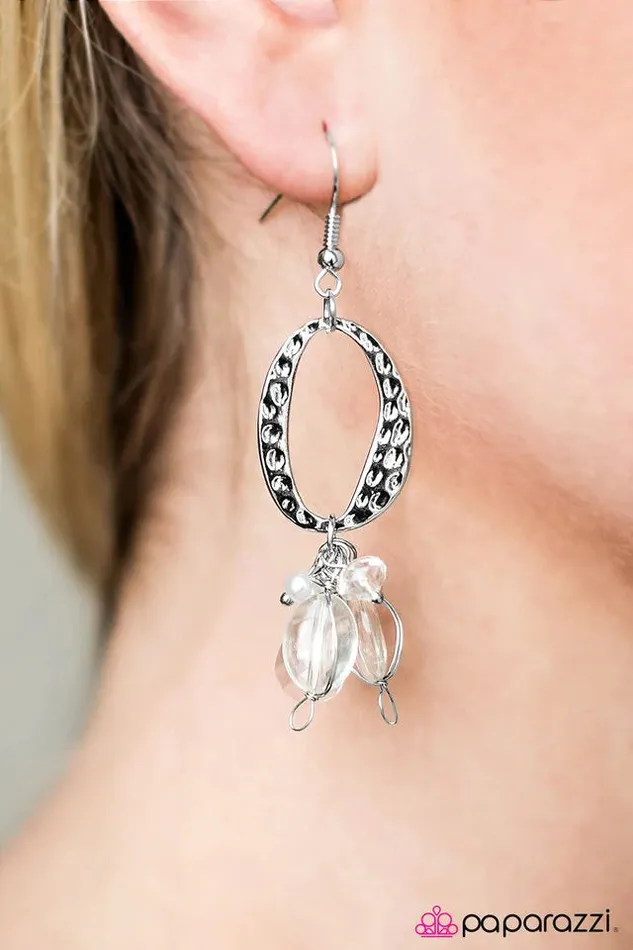 Paparazzi Earring Elegant Enrapture White Paparazzi Jewelry Earrings