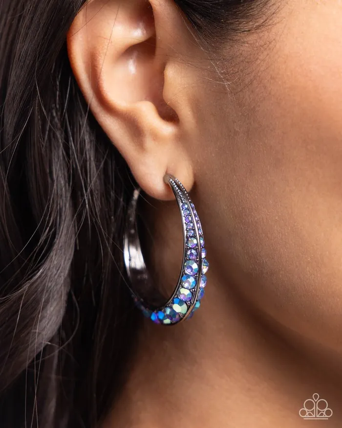 Paparazzi Earring Embedded Edge Blue Paparazzi Jewelry Earrings