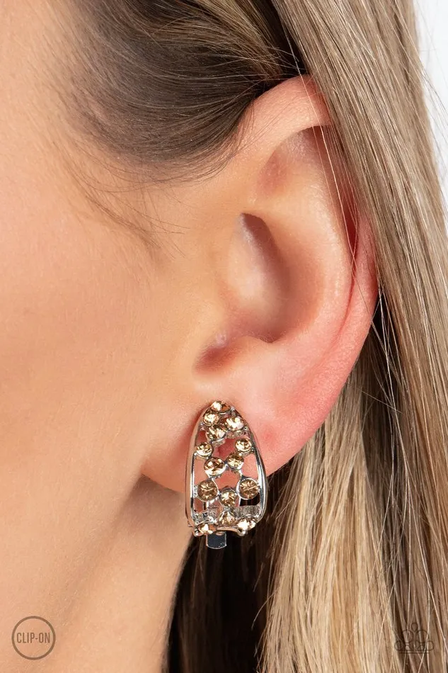 Paparazzi Earring Extra Effervescent Brown Paparazzi Jewelry Earrings