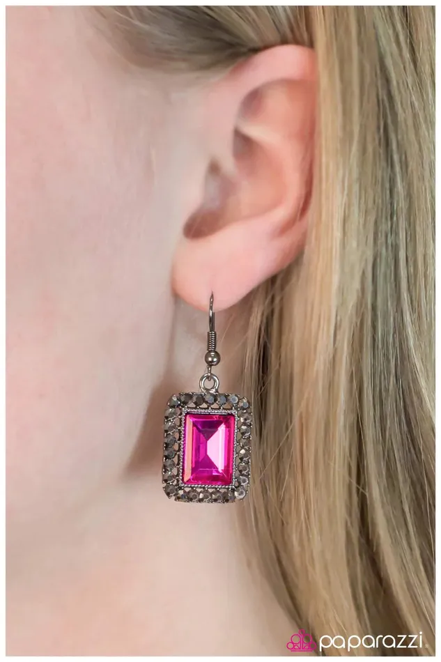 Paparazzi Earring Fairest Of Them All Pink Paparazzi Jewelry Earrings
