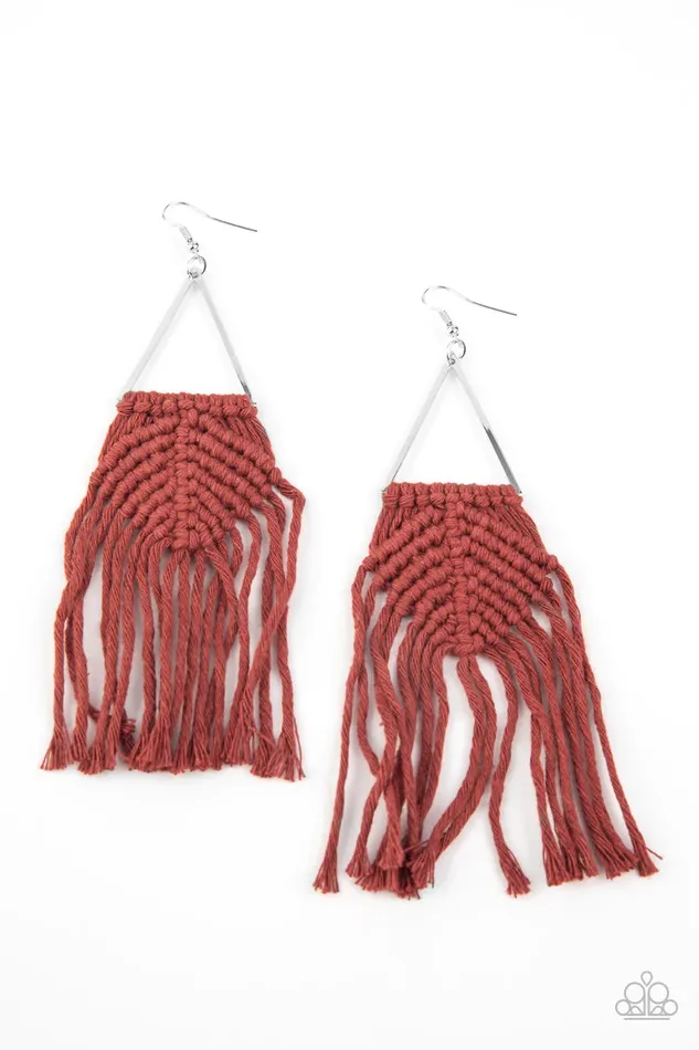 Paparazzi Earring Macrame Jungle Brown Paparazzi Jewelry Earrings