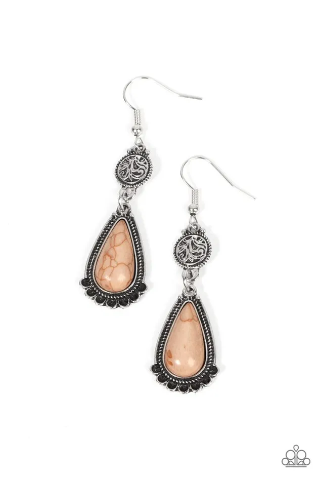 Paparazzi Earring Montana Mountains Brown Paparazzi Jewelry Earrings