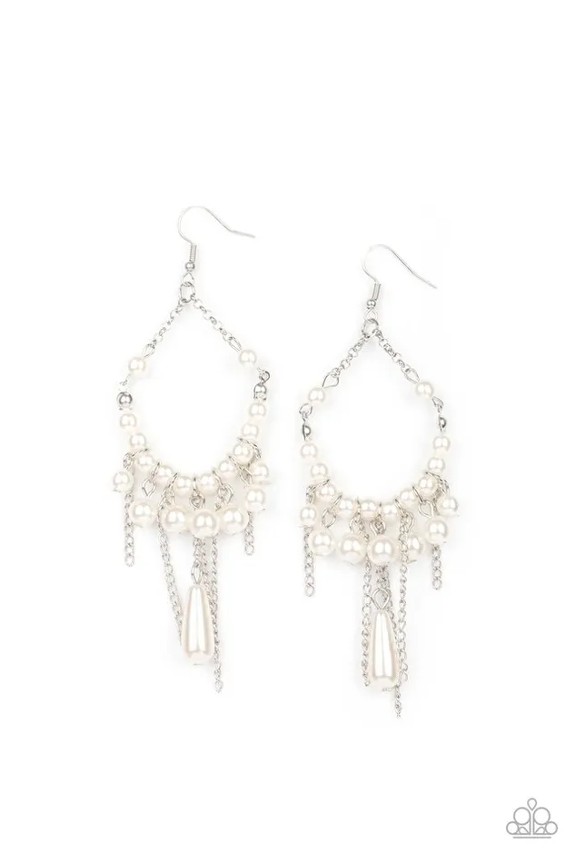 Paparazzi Earring Party Planner Posh White Paparazzi Jewelry Earrings